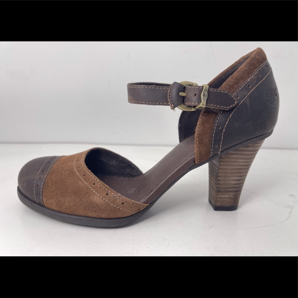NEW! Timberland Earth keepers Wingate Mary Jane Brown Leather Heels Sandal Sz 9